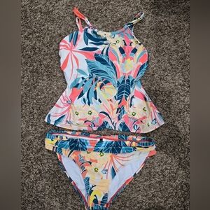 Jantzen Women's Swimsuit Sz 12 Tankini Top And Bottom Floral